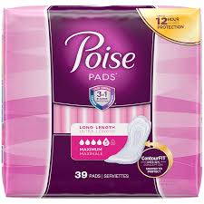 POISE MAX LONG PADS             39'S